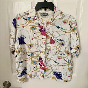 Vintage M.L. Sport Chain & Tassel Print Blouse – Made in USA (Size Small)